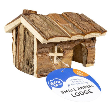 Duvo+ Small Animal Wooden Lodge Bark - 15x11x12cm